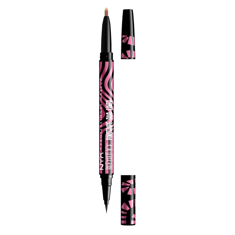 NYX Professional Makeup Beetlejuice Pinstripe Duo Eyeliner - Metallic Green - 0.53oz -  91963292