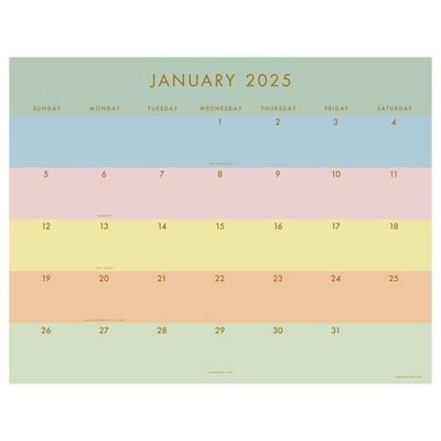 TF Publishing 2025 Desk Pad Calendar 17"x22" Super Striped: Large Monthly Planner & Desk Blotter for All Ages