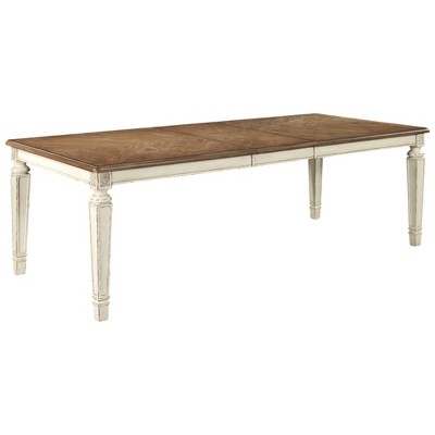 Realyn Rectangular Extendable Dining Table Chipped White: Seats 8, French Country Style - Signature Design by Ashley