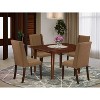 HomeStock 5-Pc Mahogany Finish Solid Wood Top - Rectangular Dining Room Set with Butterfly Leaf - Seats 4 - 2 of 4