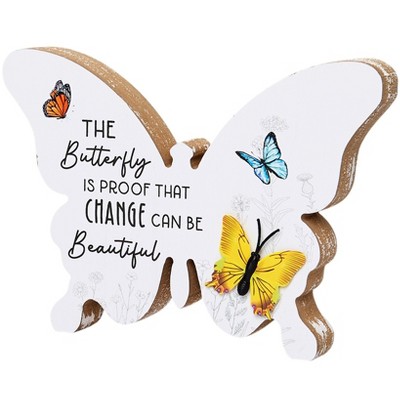 The Lakeside Collection Butterfly Wood Decor Block Sign Hanging Sign Or Butterfly Block Sign