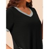 cheibear Women's V Neck Short Sleeves with Pockets Slit Long Nightgown - 4 of 4