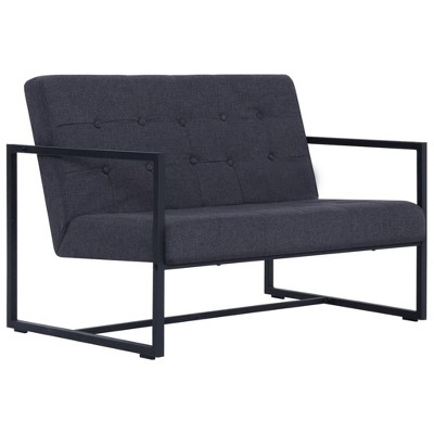 vidaXL 2-Seater Sofa with Armrests - Dark Gray Steel and Fabric Upholstery - Modern Design - Easy Assembly - Comfortable Padding