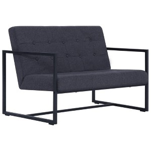 vidaXL 2-Seater Sofa with Armrests - Dark Gray Steel and Fabric Upholstery - Modern Design - Easy Assembly - Comfortable Padding - 1 of 4