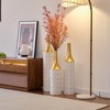 Angel Sar Handmade Ornate Metal Floor Vase, Gilded Starry Grid, Large Tall Flower Vase(Set Of 3) - 2 of 4