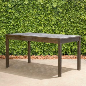 NAYSAYE Patio End Table Caladesi Grey Washed Rectangular Wood Dining Table for 6 with Parasol Hole for Outdoor Use, Gray, 59"*31"*29" - 1 of 4