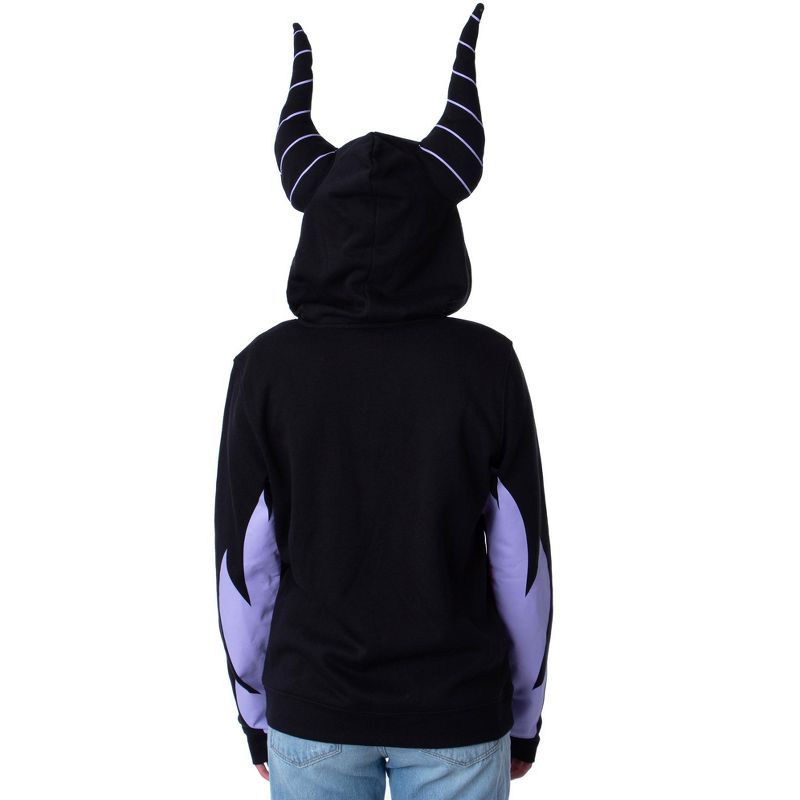 Disney Womens' Villains Maleficent 3D Horns Costume Full-Zip Hoodie, 3 of 5