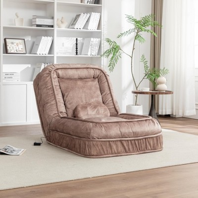 DOMETOUR Upholstered Human Dog Bed for Adult & Pets, with 5 Adjustable Position &Massage Pillow, Bean Bag Floor Sofa with 2 Soft Pillows