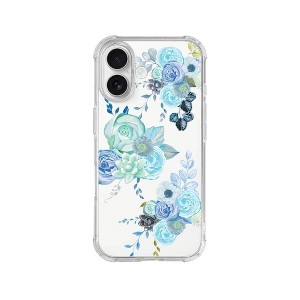 Centon iPhone 16 'Blue Flower Garden' Printed Case Tough Edge - Clear: Fits 5.6" by 3.1" - 1 of 2