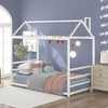 CAVINAS Twin Size Floor Bed Modern House-Shaped Metal Bed Frame with Headboard and Chimney for Bedroom - 2 of 4