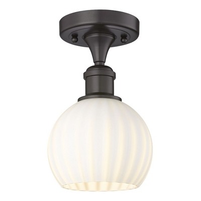 White Venetian - 1 Light Semi-Flush Mount In Modern Style-9.25 Inches Tall and 6 Inches Wide