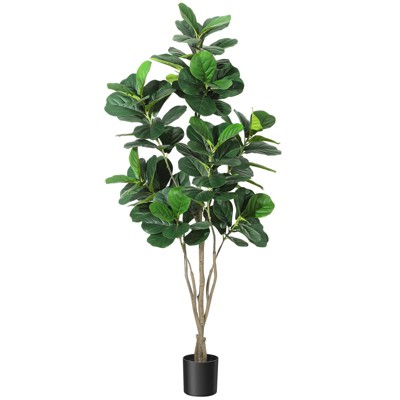 Artificial Tree,Faux Fiddle Leaf Fig Tree,4ft Tall Ficus Tree Artificial for Home Decor