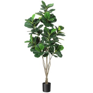 Artificial Tree,Faux Fiddle Leaf Fig Tree,4ft Tall Ficus Tree Artificial for Home Decor - 1 of 4