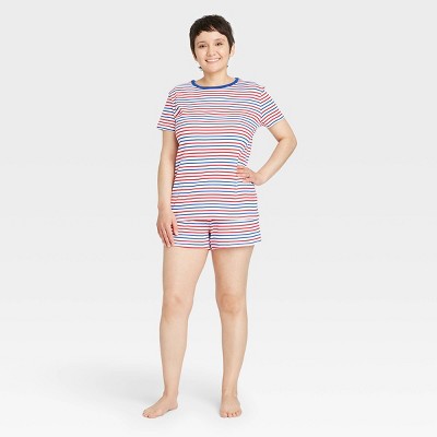Women's Americana Striped Matching Family Pajama Set - White XS