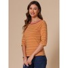 INSPIRE CHIC Women's Elbow Sleeves Boat Slim Fit Casual Stripe Animal Print Multi Floral Pattern T-Shirt - 2 of 4