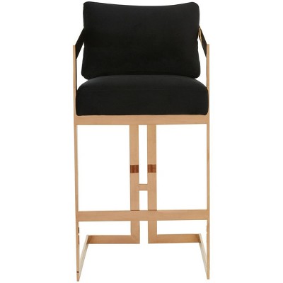 Taraji Velvet Barstool - KNT7027 - Giotto Black - Safavieh Couture