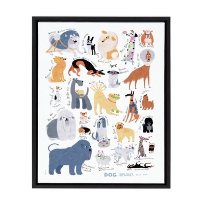 18" x 24" Sylvie Dog Alphabet Framed Canvas by Lida Larina Black - Kate and Laurel