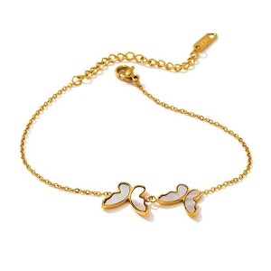 Hollywood Sensation Butterfly Bracelet with Sea Shell Inlay Bracelet Gold 6.5 Inches - 1 of 4