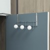 Evideco French Home Goods Over the Door Coat and Hat 3 Hooks BIG BALLS Rail-Rack White - 3 of 4