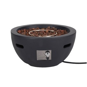 Erato Outdoor 40000 BTU Light Weight Concrete Round Fire Pit Bowl Dark Gray - Christopher Knight Home - 1 of 4