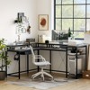 68"L Shaped Gaming Desk, Computer Desk with Power Outlets & LED Lights, Home Office Desk with File Drawer, Corner Desk with Monitor Shelf and Hook - 2 of 4
