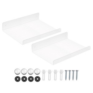 Unique Bargains Acrylic Clear Floating Wall Mounted Shelf for Bathroom Kitchen - 1 of 4