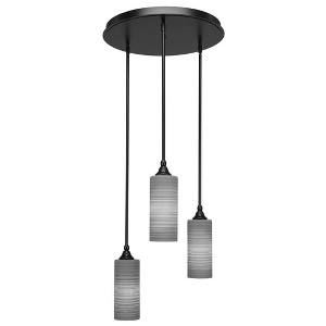 Toltec Lighting Empire 3 - Light Pendant in  Matte Black with 4" Gray Matrix Shade - 1 of 1