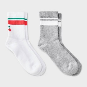 Women's Icon Cushioned Ribbed 2pk Mid Crew Socks - 4-10 - 1 of 3