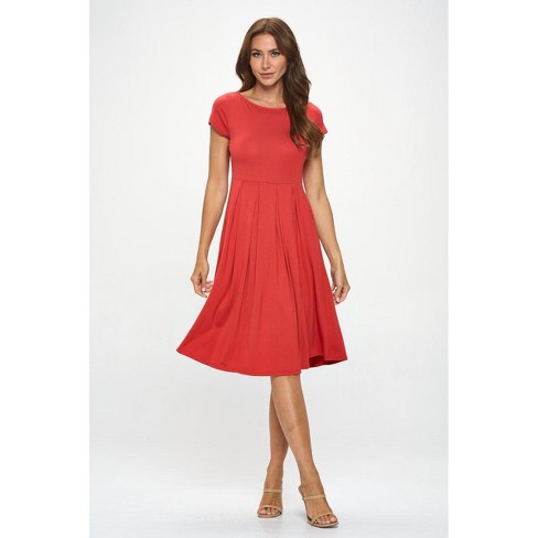 WEST K Women's Claris A-line Knit Dress with Pockets - Medium - Fine Rust