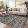 Vintage Geometic Rugs for Living Room Non Slip Non Shedding Washable Ultra Thin Carpet Stain Resistant Indoor Foldable Soft Rug for Bedroom Kitchen - 2 of 4