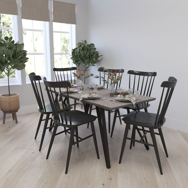 Merrick Lane Rectangular Dining Table - Wood Finish Kitchen Table with Retro Hairpin Legs, 3 of 18