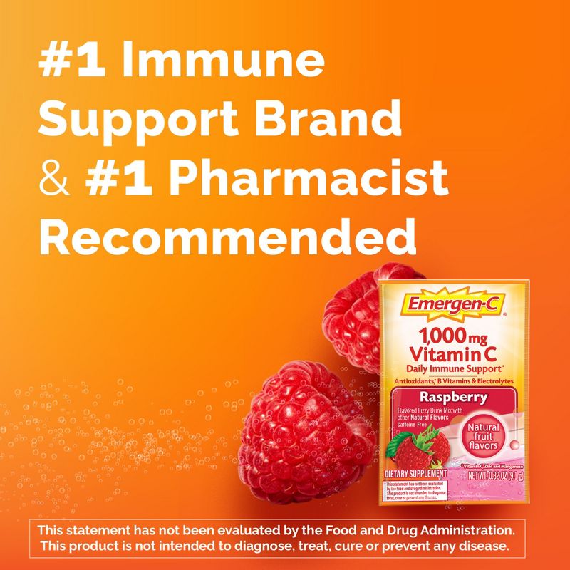 Emergen-C Vitamin C Dietary Supplement Drink Mix - Raspberry - 30ct, 4 of 12