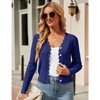 Coolmee Women's Cropped Cardigan Knit ShrugsTops V Neck Button Down Sweaters - 2 of 4