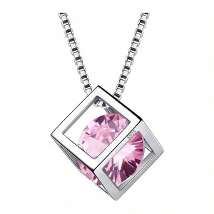 Birthstone Necklace/Earring, Cross/3D Cube/Crescent Moon for Women, Men Birthday Gift Anniversary Present - 1 of 4