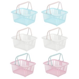 Unique Bargains Plastic Grocery Shopping Toy Organizing Mini Decorative Baskets 6.3" x 3.5" x 5.1" 6 Pcs - 1 of 4