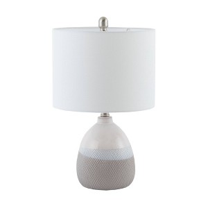26" Chrislie (Includes LED Light Bulb) Table Lamp Gold/Brown: Modern Ceramic, Drum Shade, for Living Room - 1 of 4