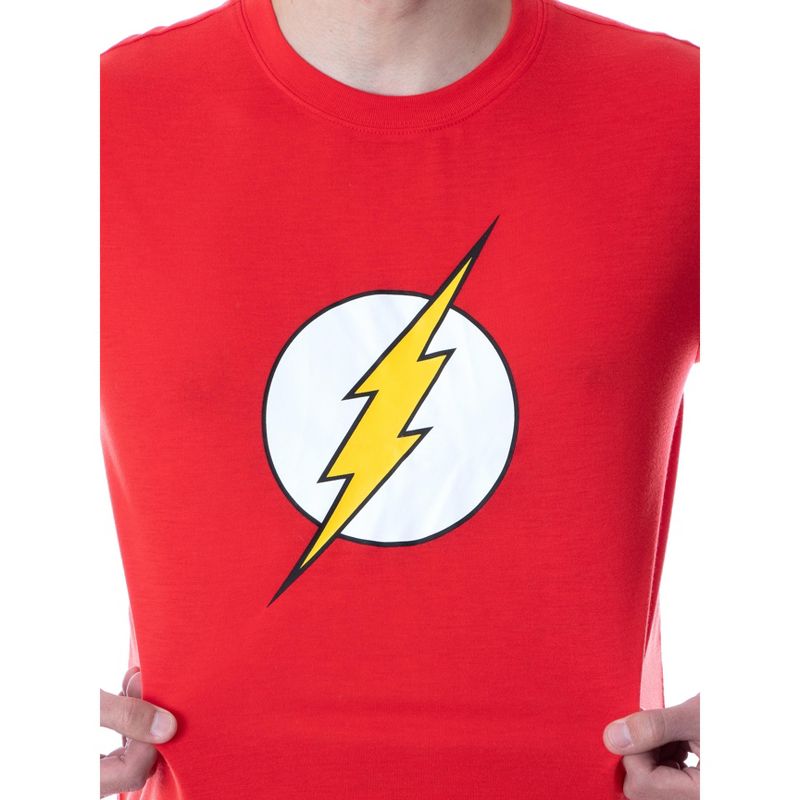 DC Comics Mens' The Flash Logo Short Sleeve Shirt Pajama Short Set Red, 3 of 6