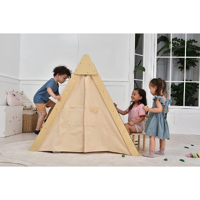 Oak Foldable Learning Play Tent with Desk and Chair