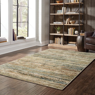 Gray and Gold Rectangular Synthetic Oriental Rug