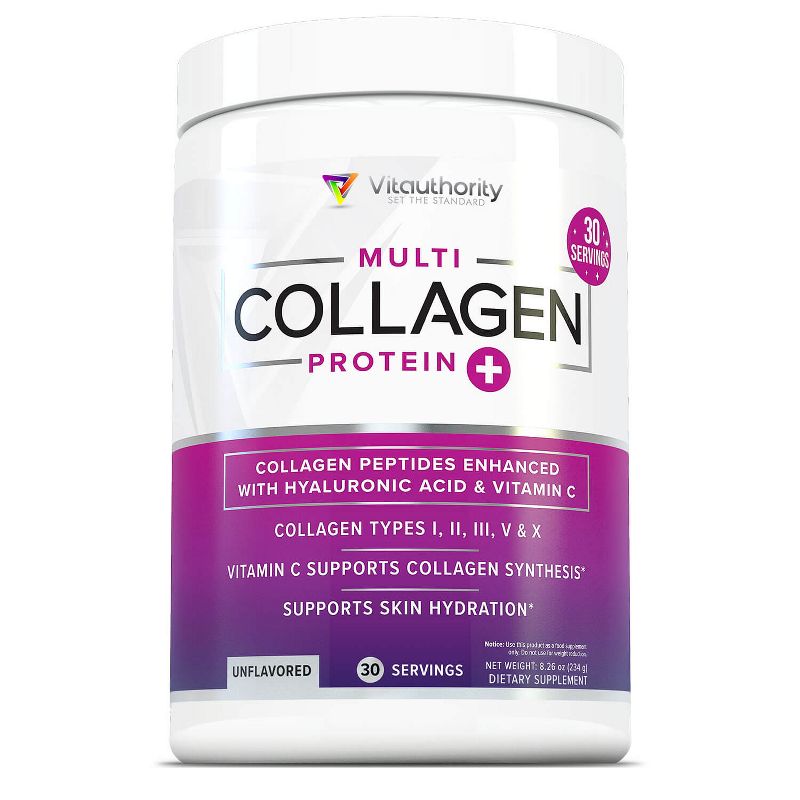 Multi Collagen Protein Plus, Unflavored, Vitauthority, 30 Servings, 1 of 7