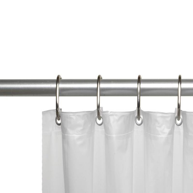 Carnation Home 3 Gauge Vinyl Shower Curtain Liner w/ Weighted Magnets and Metal Grommets in Frosty Clear, 2 of 5