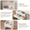 61.02"Small Space Vanity Table Set with 3 Adjustable Lighted Mirror and Storage Chair, Makeup Vanity Table for Small Space, White - 4 of 4