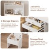 61.02"Small Space Vanity Table Set with 3 Adjustable Lighted Mirror and Storage Chair, Makeup Vanity Table for Small Space, White - image 4 of 4