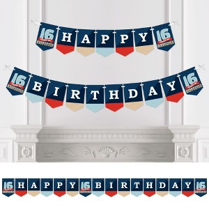 Big Dot of Happiness Boy 16th Birthday - Sweet Sixteen Birthday Party Bunting Banner - Birthday Party Decorations - Happy Birthday - 1 of 4