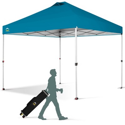 CROWN SHADES 10x10 Pop Up Canopy - Beach Tent with One Push Setup - Easy Outdoor Sun Shade for Events, Parties, Camping - Gazebo with STO-N-Go Cover Bag, Silver Coated Top