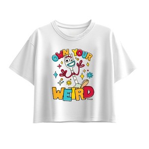 Girls' - Disney - Own Your Weird Forky Short Sleeve Boxy Graphic T-Shirt - 1 of 2