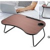Lap Desk with Foldable Metal Legs and Cup Holder Portable Table for Home Office or Travel Use-3irtyhousy - 2 of 4