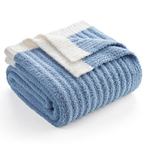 Snuggle Sac Reversible Knit Throw Blanket Soft Ribbed Textured Blanket for All Seasons - 1 of 4