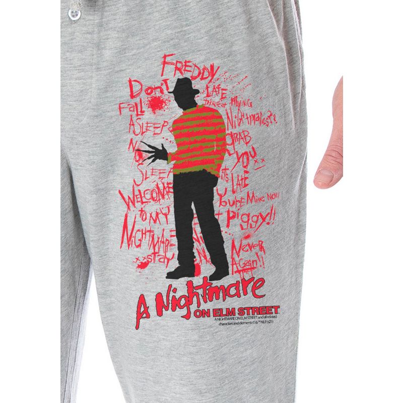 A Nightmare On Elm Street Men's Freddy Krueger Lounge Bottoms Pajama Pants Heather Grey, 3 of 4