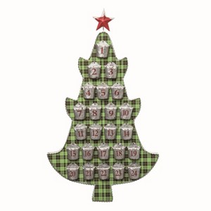 Transpac Wood Green Christmas Tree Countdown Calendar - 1 of 2